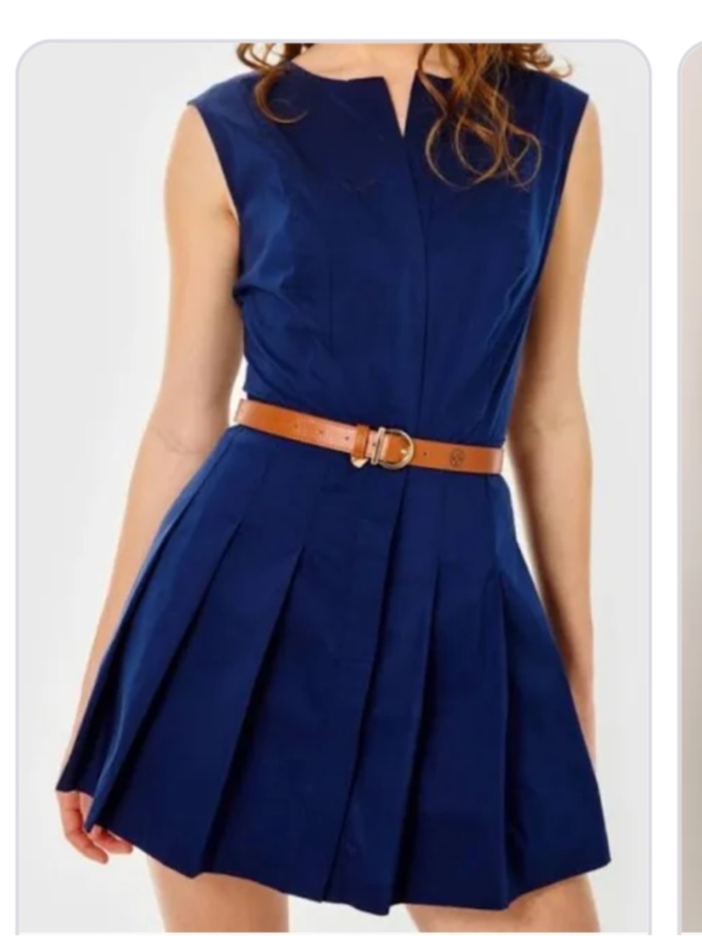 Cartolina Sleeveless Navy Pleated Mini romper with Belt medium